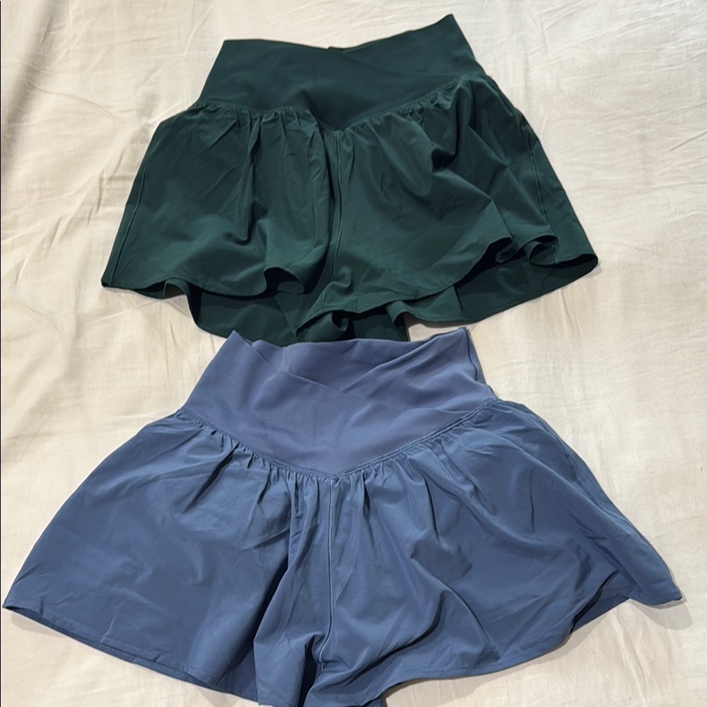 Stylish Women's Green and Blue Shorts